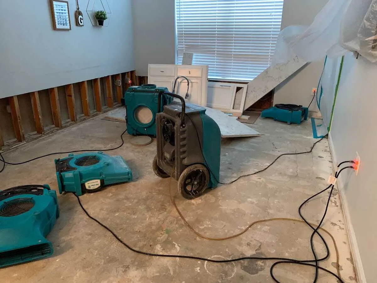 Dehumidifier in flood-cut room for Water Damage Restoration in Hendersonville